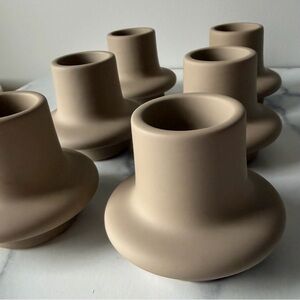(2) Bloomingville Stoneware Slim Pillar/Tealight Holders, Sand